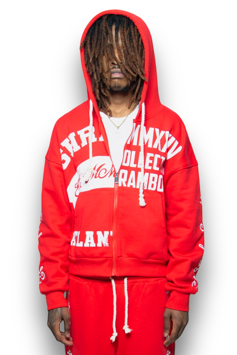 RED UNIVERSITY ZIP-UP JACKET