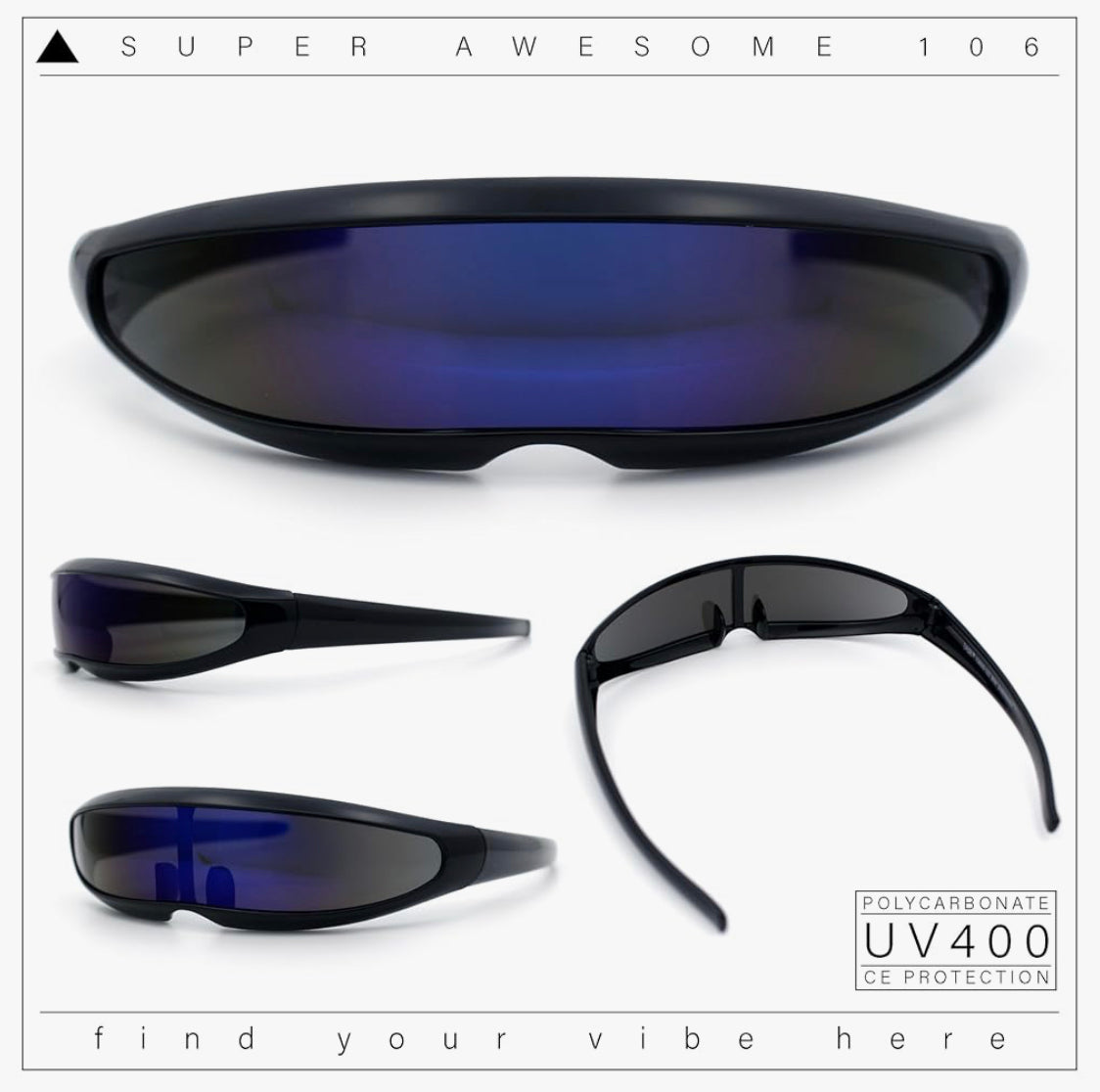 BLACK BLUE CYCLOPS SUNGLASSES