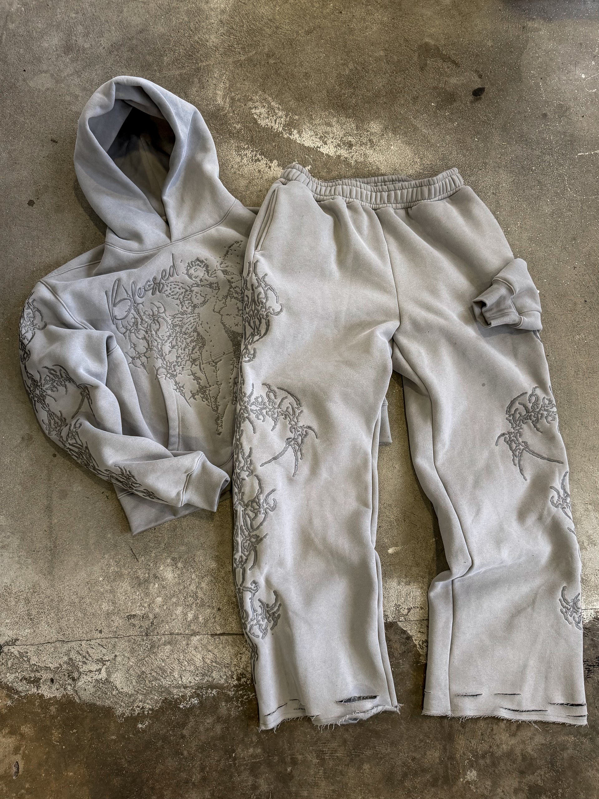 GREY “BLESSED” TOP & BOTTOM