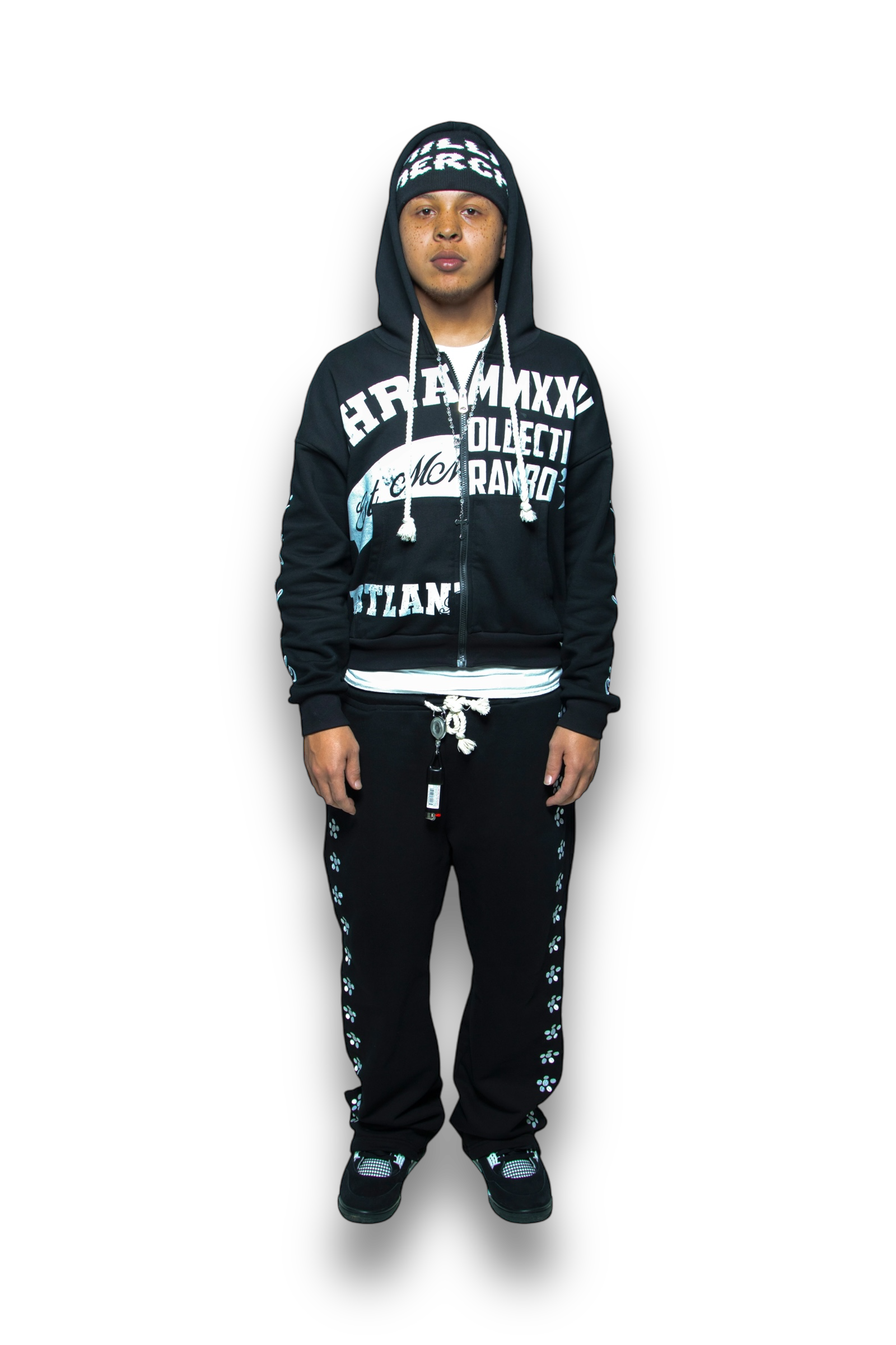 BLACK “UNIVERSITY” ZIPUP SETS