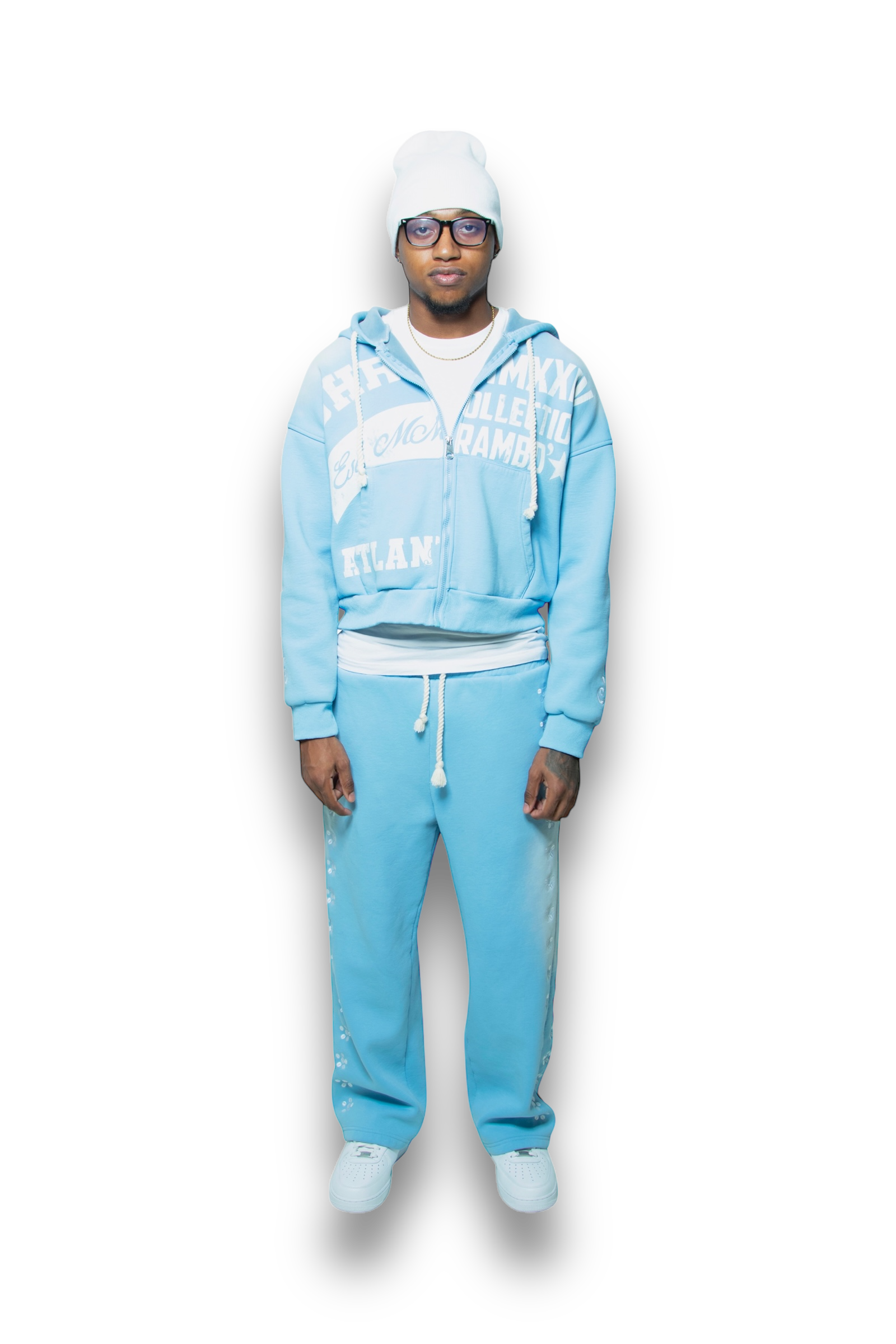 SKY BLUE “UNIVERSITY” ZIP-UP SET