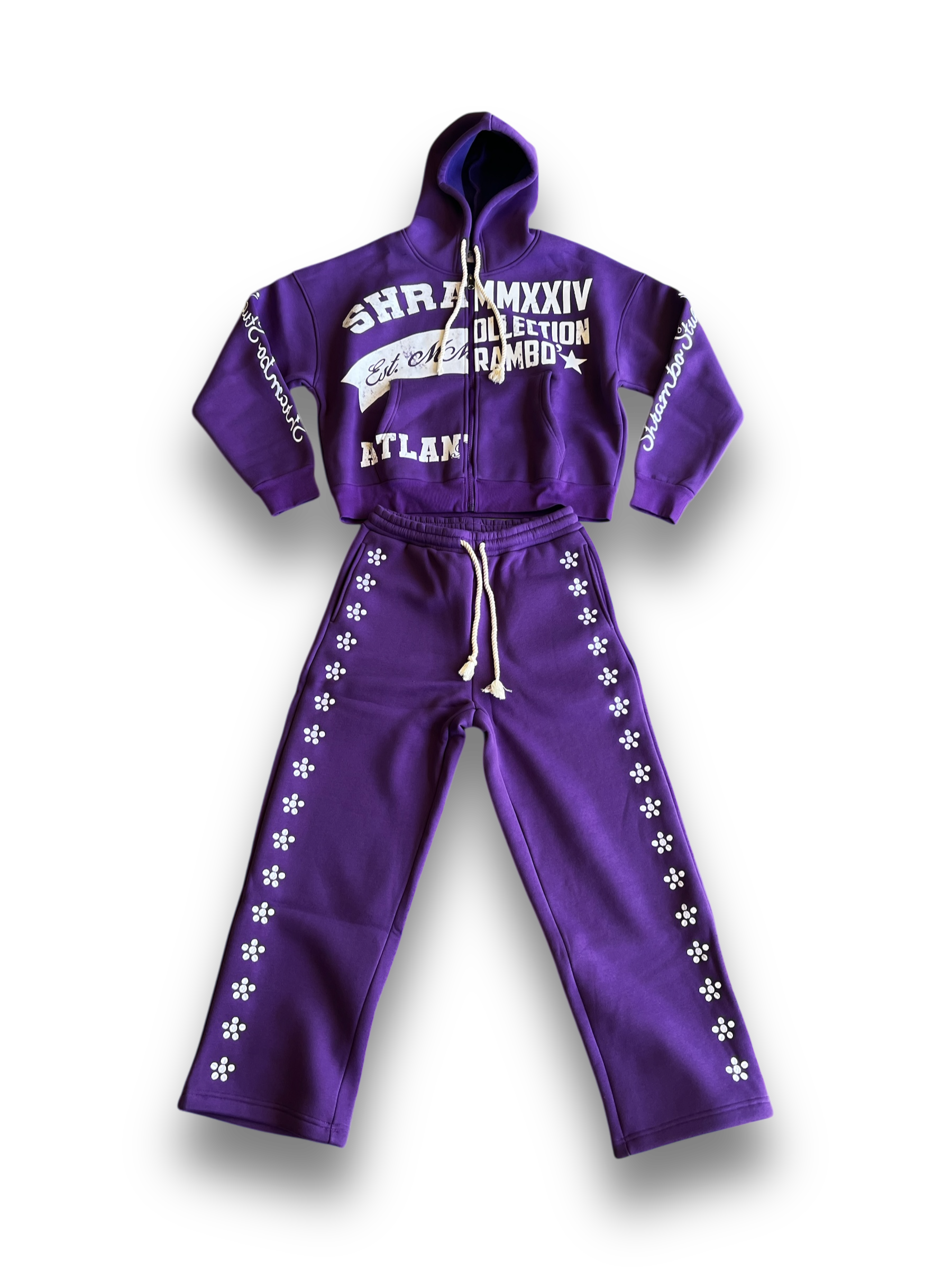 PURPLE “UNIVERSITY” ZIPUP SETS
