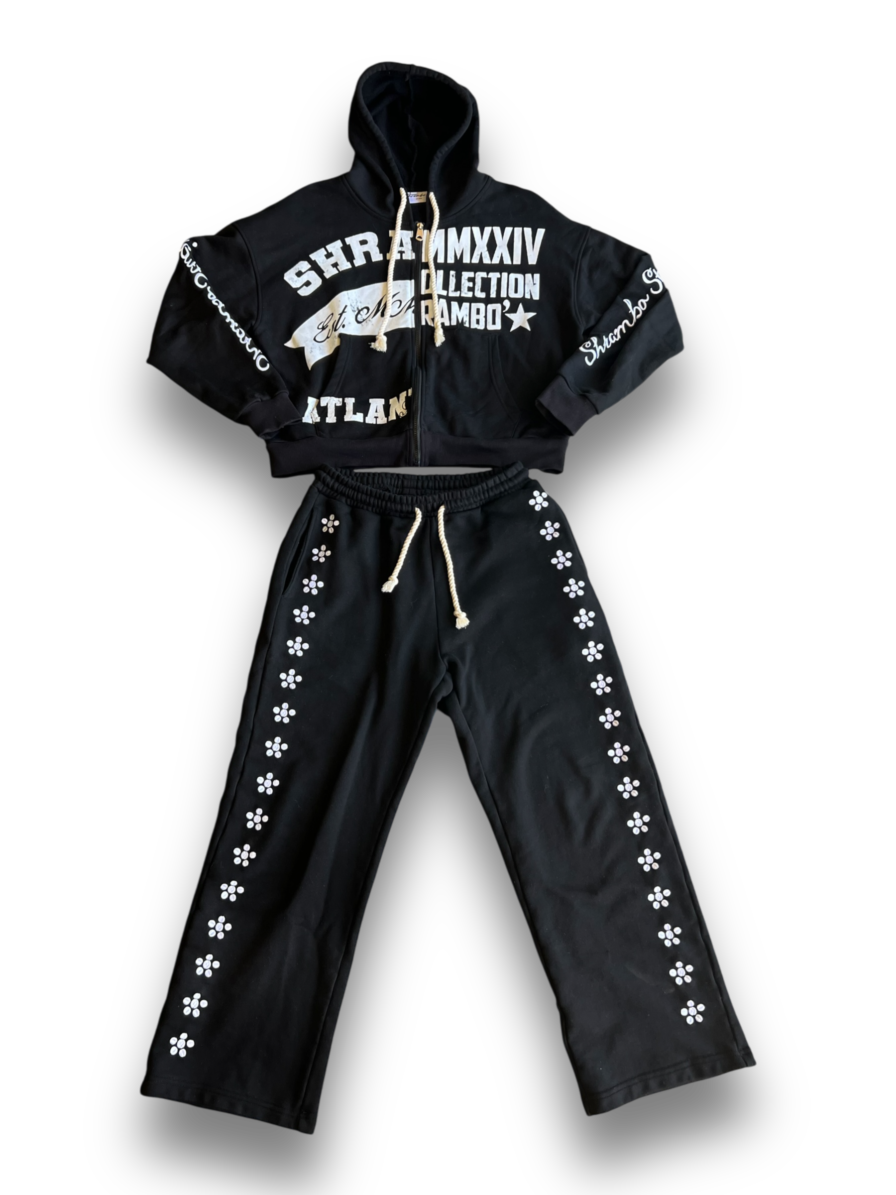 BLACK “UNIVERSITY” ZIPUP SETS